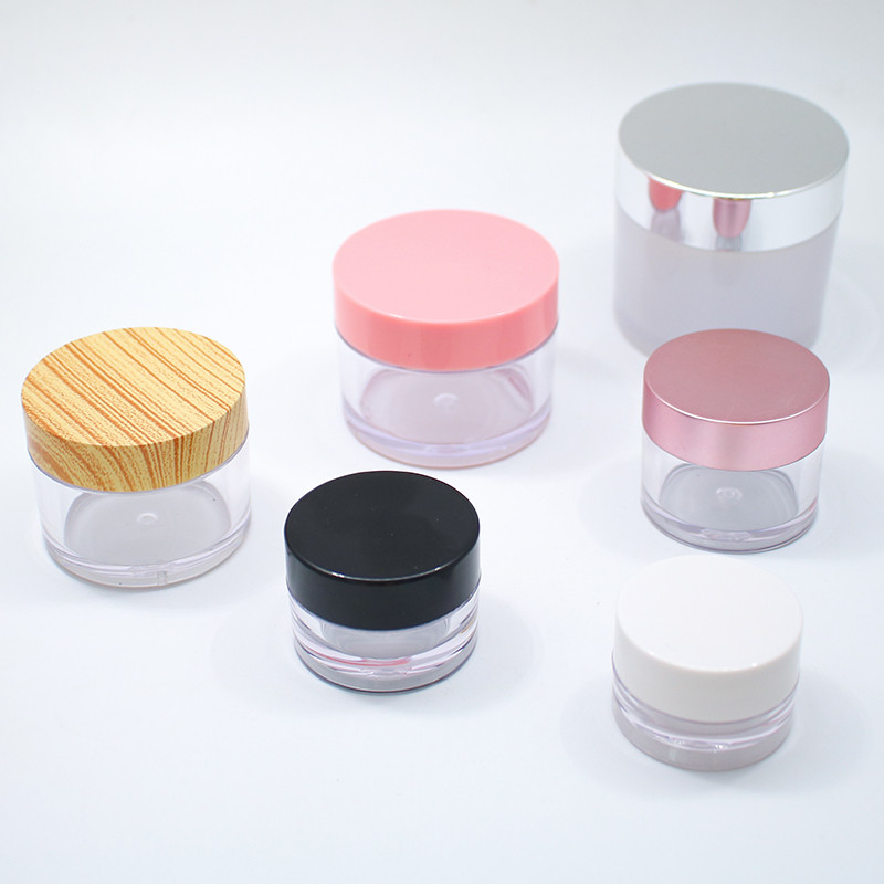 Wholesale empty cosmetic jar container plastic cream jar with any color lid