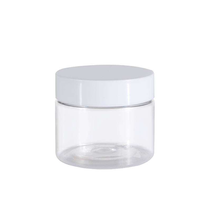 Wholesale empty cosmetic packing 1oz 30ml clear PET plastic cream jar container with plastic lid