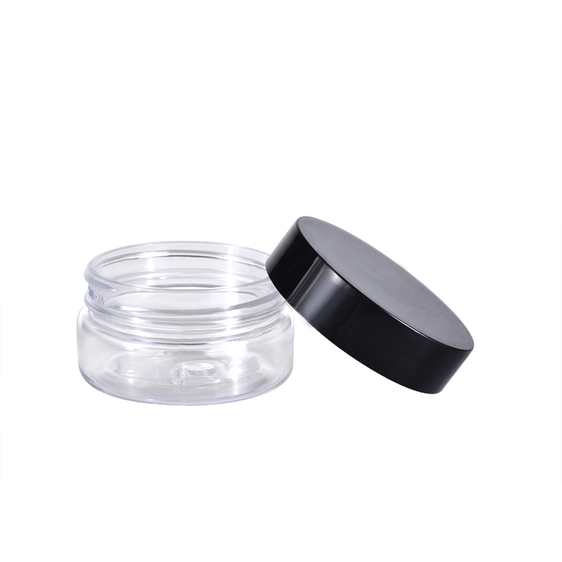 Wholesale empty cosmetic packing 1oz 30ml clear PET plastic cream jar container with plastic lid