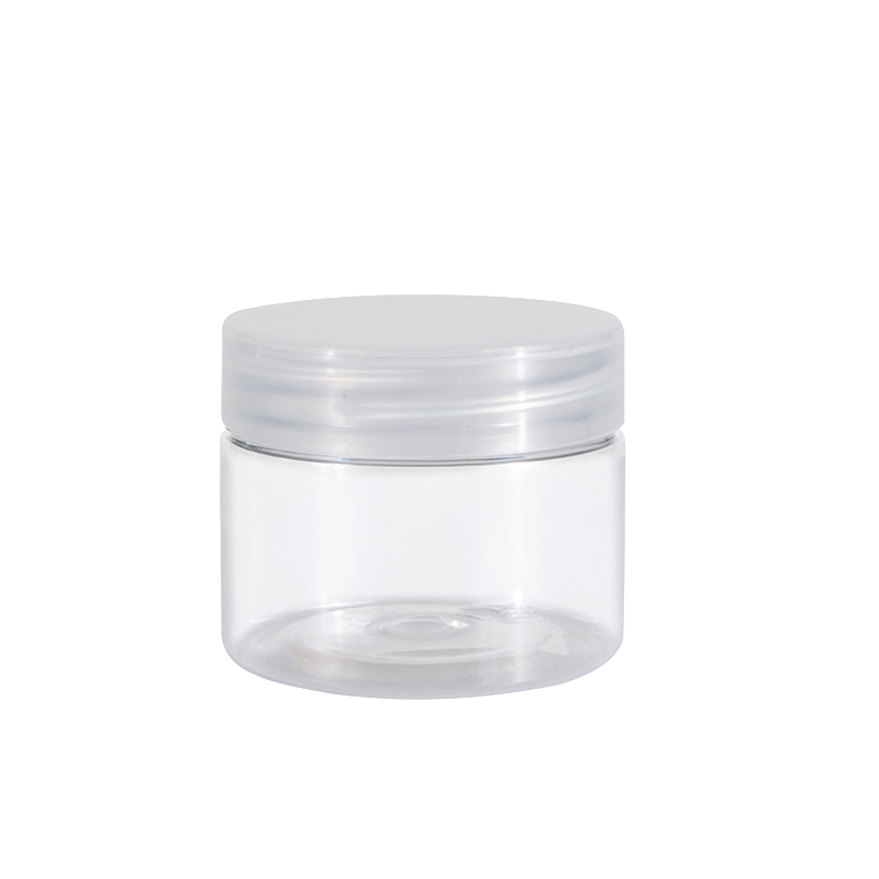 Wholesale empty cosmetic packing 1oz 30ml clear PET plastic cream jar container with plastic lid