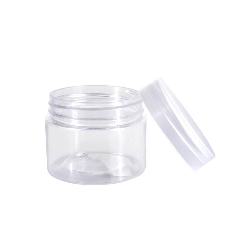 Wholesale empty cosmetic packing 1oz 30ml clear PET plastic cream jar container with plastic lid