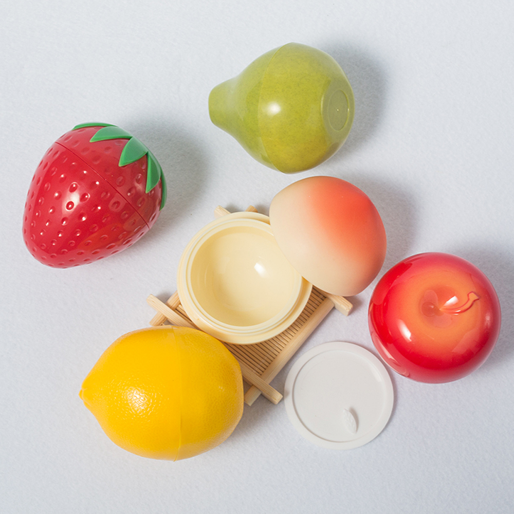 Wholesale empty cosmetic plastic cute fruit shaped 30g colored cream container