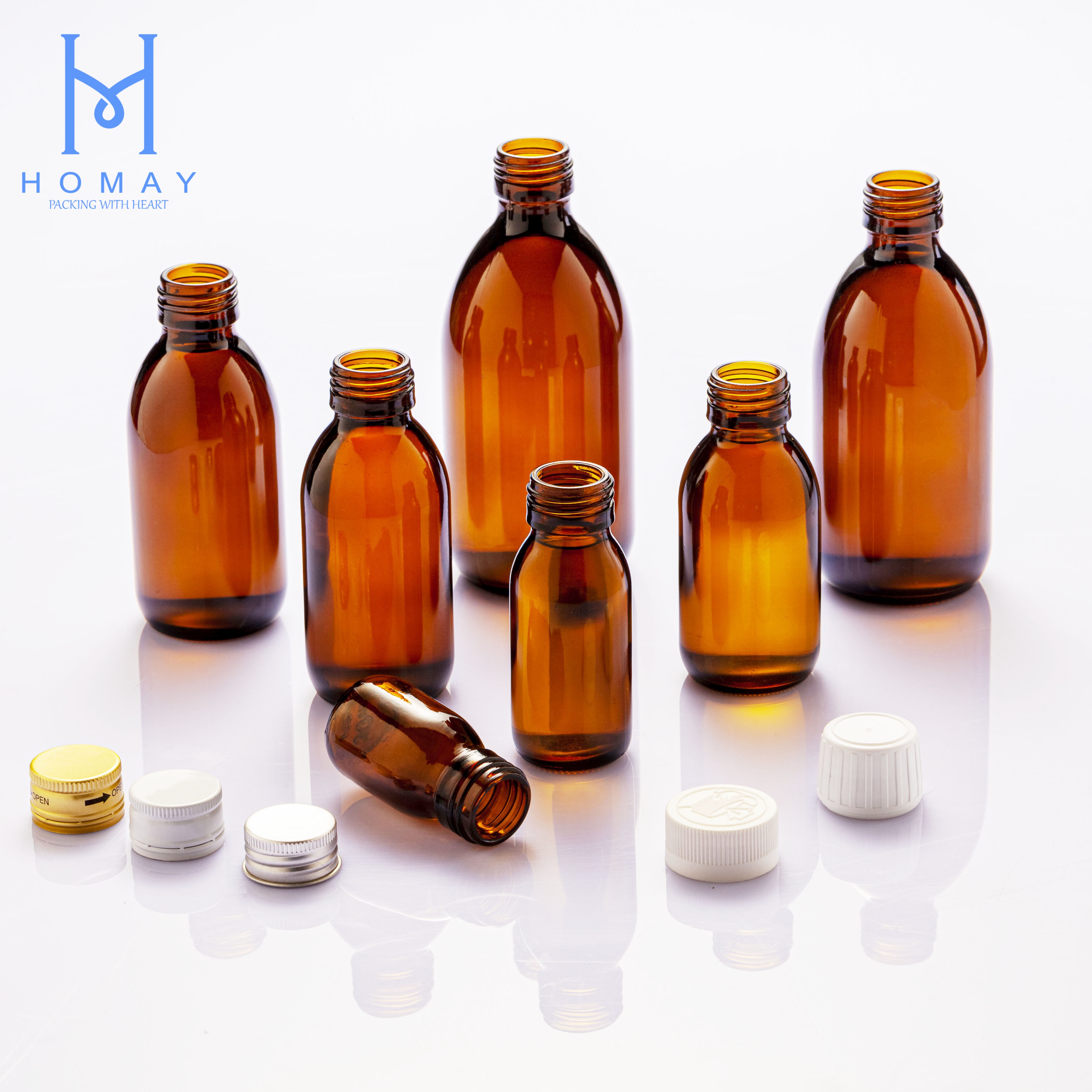 Wholesale  empty cough syrup bottles Amber  glass bottle syrup bottle  DIN28mm