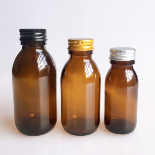 Wholesale empty cough syrup bottles Amber glass bottle syrup bottle DIN28mm