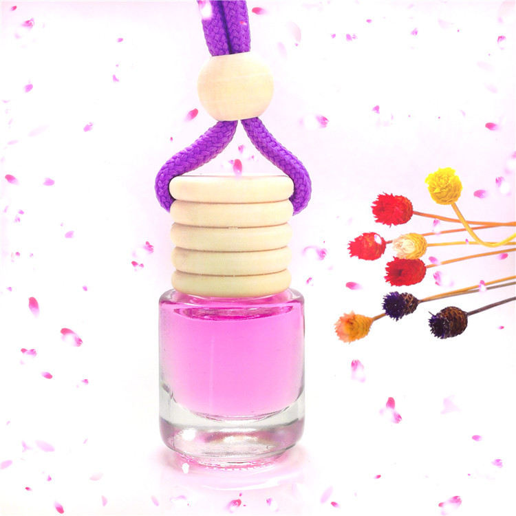 Wholesale empty cylinder perfume bottle wooden cap 5ml car fragrance bottle