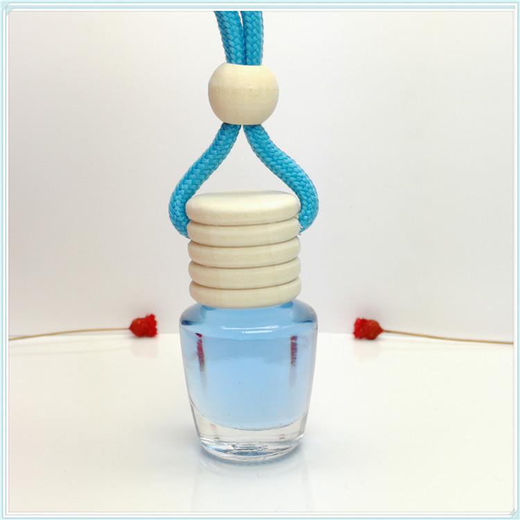 Wholesale empty cylinder perfume bottle wooden cap 5ml car fragrance bottle