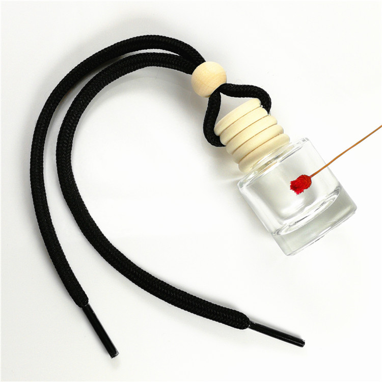 Wholesale empty cylinder perfume bottle wooden cap 5ml car fragrance bottle