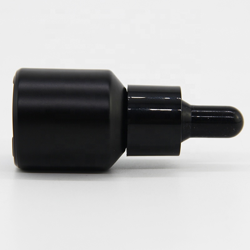 Wholesale empty dropper slanted shoulder glass bottle in 15 ml with black cap/lid for essential oil or serum liquid