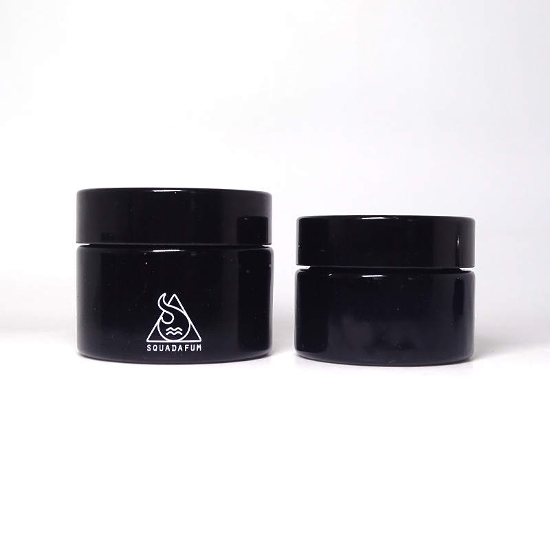Wholesale empty face powder container 15 ml dark violet glass jar with black lids