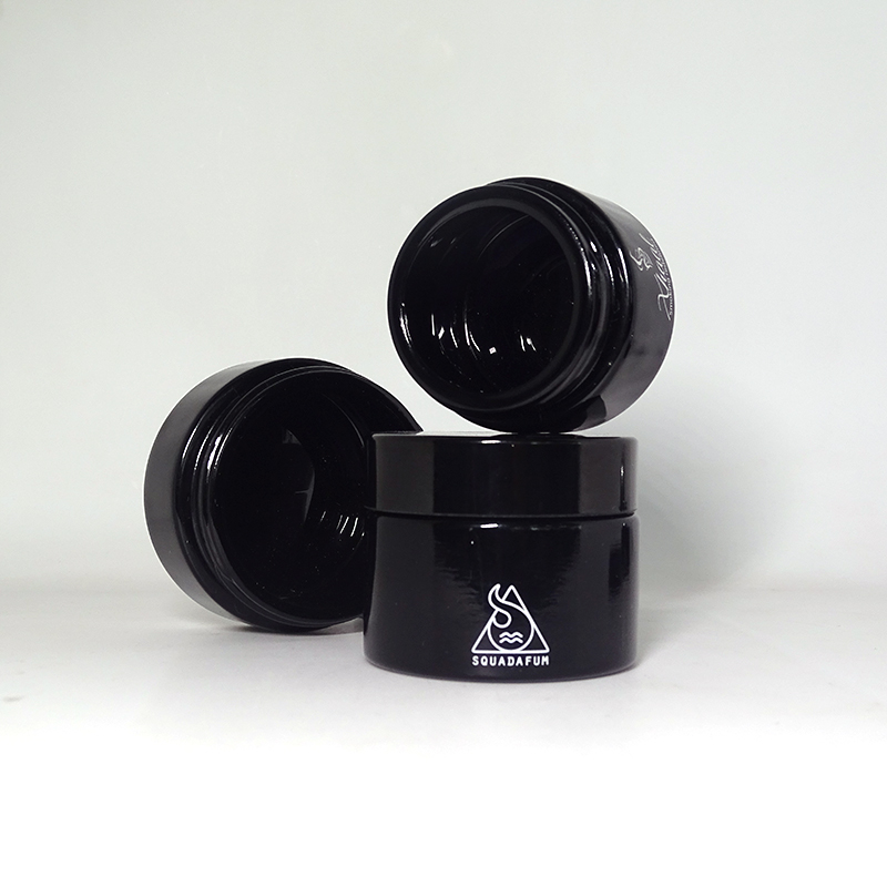 Wholesale empty face powder container 15 ml dark violet glass jar with black lids