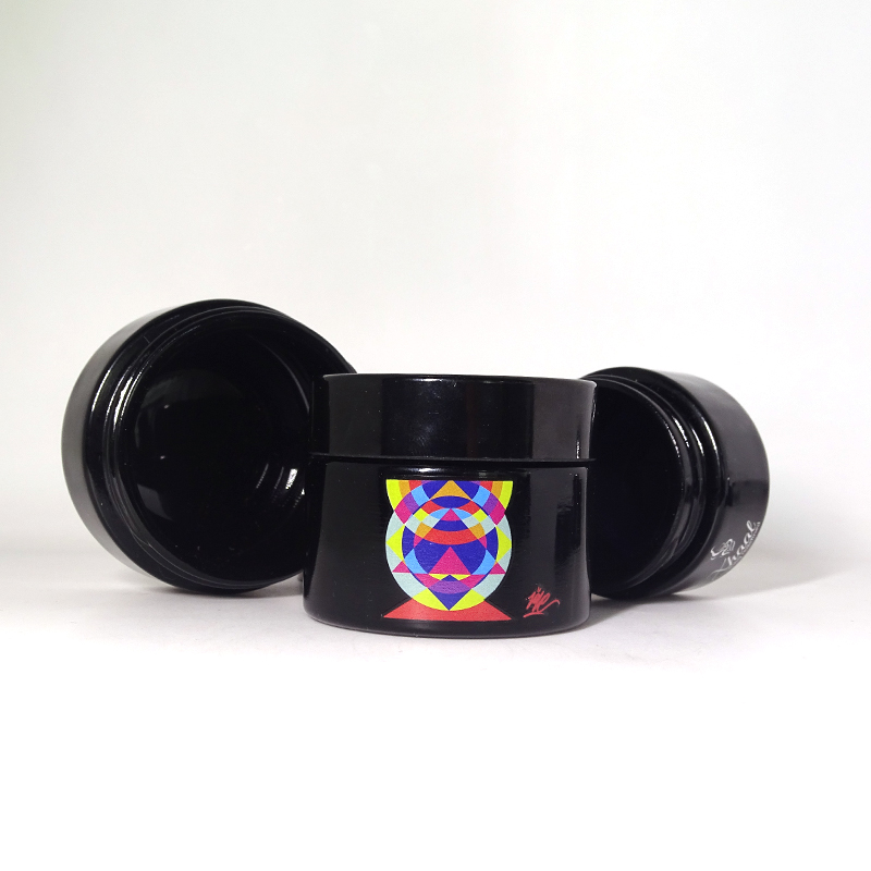 Wholesale empty face powder container 15 ml dark violet glass jar with black lids