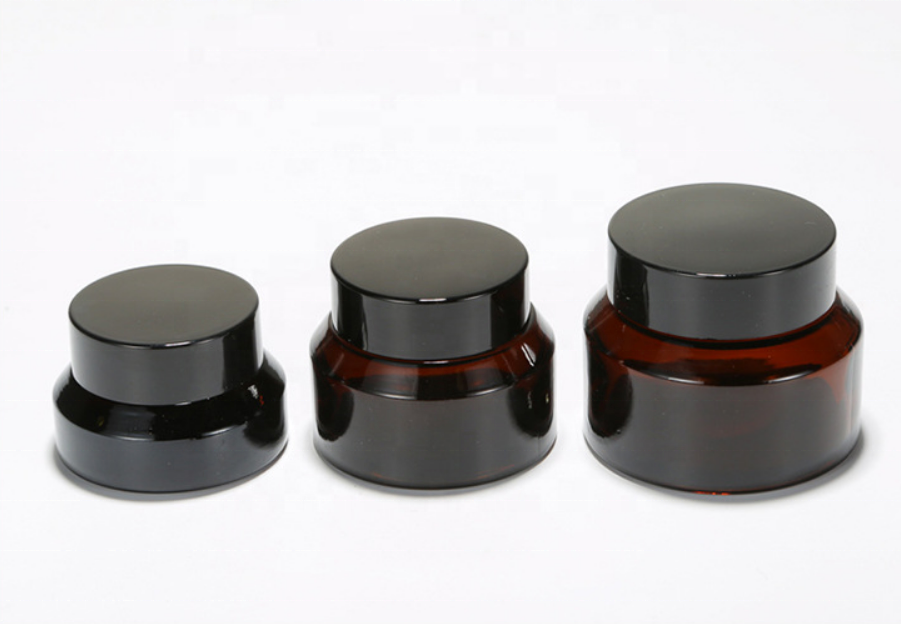 Wholesale empty face skin care packaging 50g 30g 15g shoulder amber 1oz cosmetic jar clear