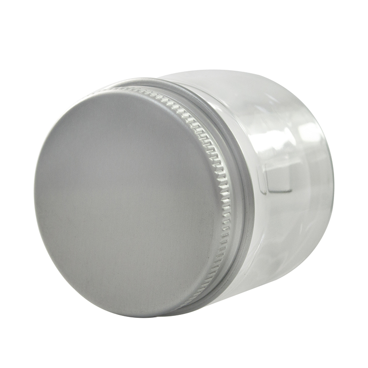Wholesale empty food container 30g 40g 50g 60g 80g 100g 120g 150g 200g 250g 500g clear PET plastic candy jar with aluminum cap