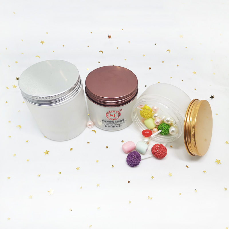 Wholesale empty food container 50g 60g 80g 100g 120g 150g 200g 250g 500g clear PET plastic candy jar with aluminum cap