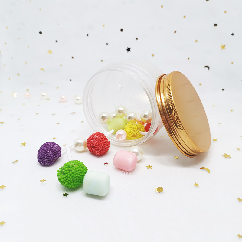 Wholesale empty food container 50g 60g 80g 100g 120g 150g 200g 250g 500g clear PET plastic candy jar with aluminum cap