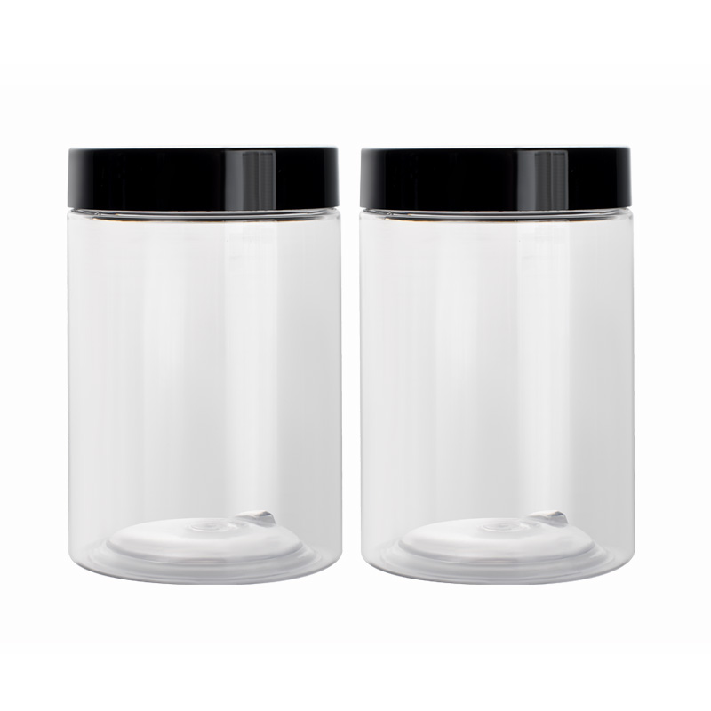 Wholesale empty food grade wide mouth plastic jar 50g 100g 120g 150g 200g 250g 300g 500g with aluminum gold sliver lid
