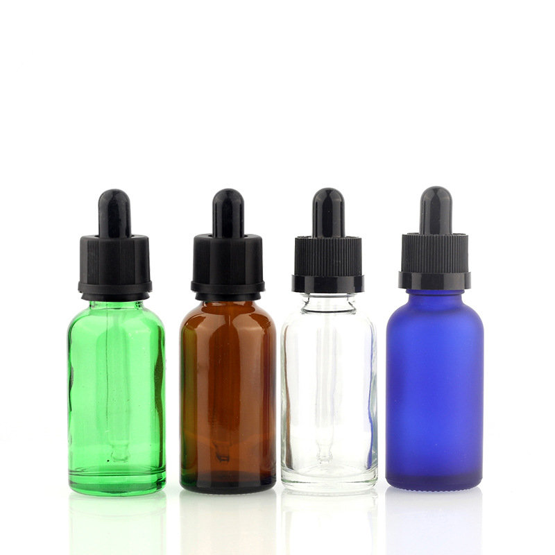 Wholesale empty frosted amber black cosmetic glass bamboo dropper bottle 5ml 10ml 15ml 20ml 30ml pipette with bamboo wooden lid