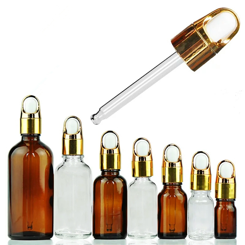 Wholesale empty frosted amber black cosmetic glass bamboo dropper bottle 5ml 10ml 15ml 20ml 30ml pipette with bamboo wooden lid