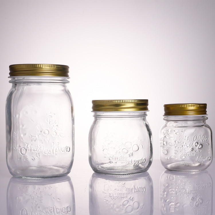 Wholesale empty glass beverage mason jar with handle