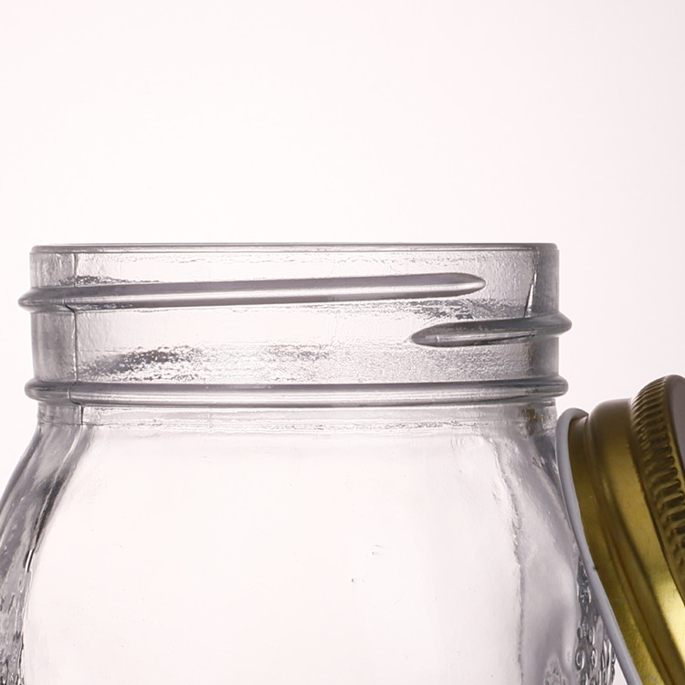 Wholesale empty glass beverage mason jar with handle