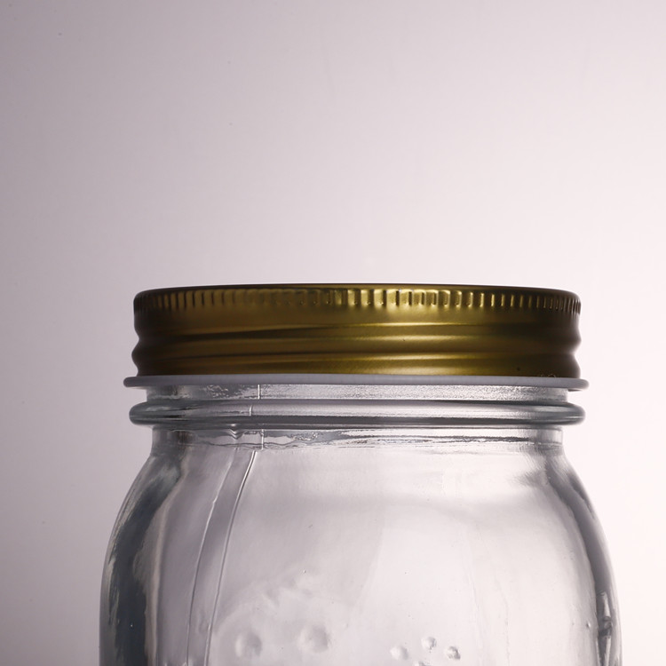 Wholesale empty glass beverage mason jar with handle