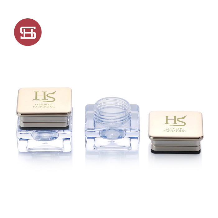 Wholesale empty gold square mini cosmetic jar packaging