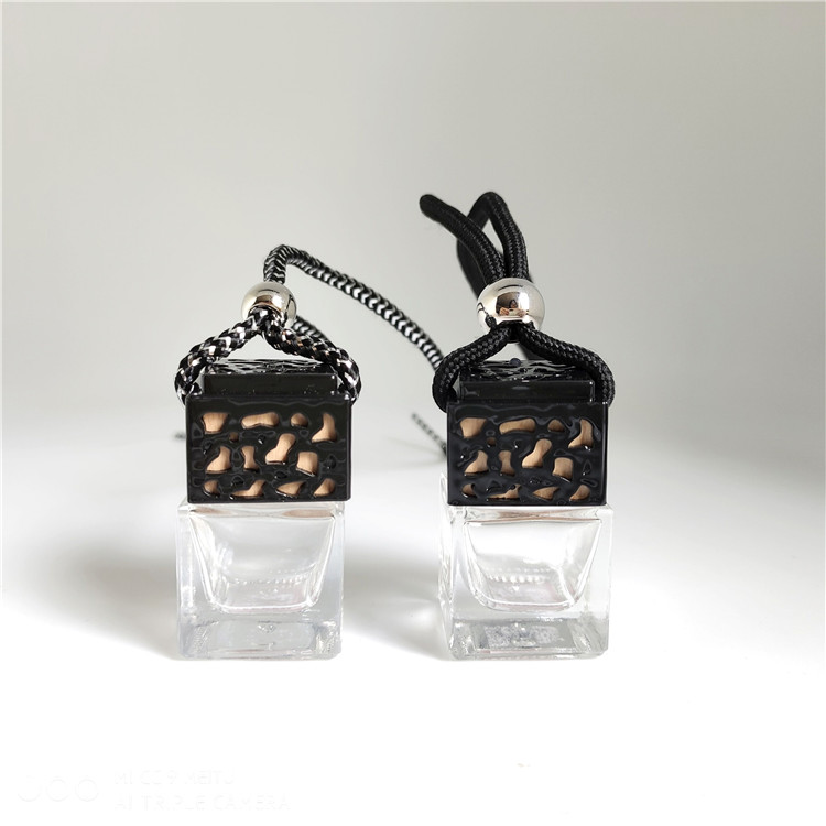 Wholesale empty hanging car square perfume bottle diffuser bottle with wooden cap