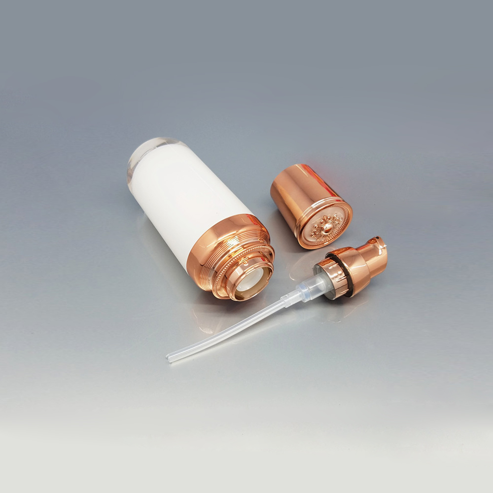 Wholesale empty high grade beauty gold round acrylic 120ml lotion pump bottle