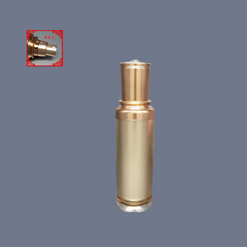 Wholesale empty high grade beauty gold round acrylic 120ml lotion pump bottle