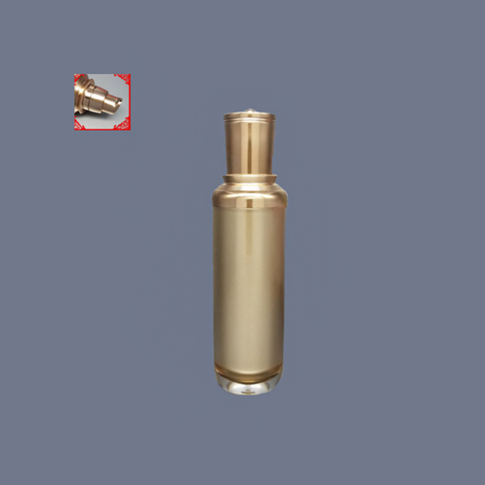 Wholesale empty high grade beauty gold round acrylic 120ml lotion pump bottle