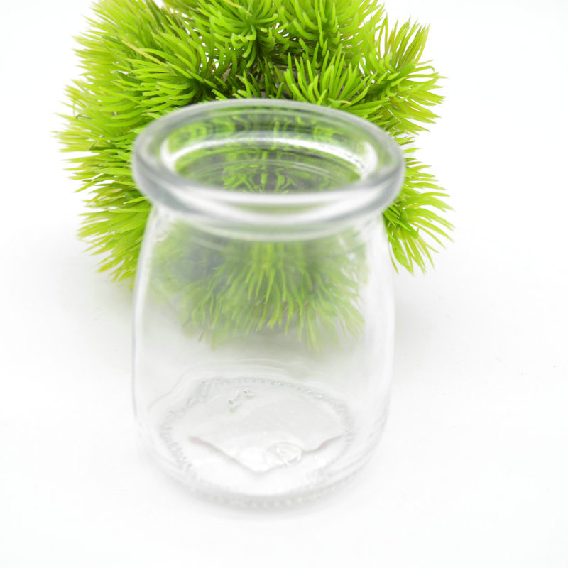 Wholesale empty high quality small round transparent 120ml 200ml glass storage jar pudding jar yogurt pudding cup with lid