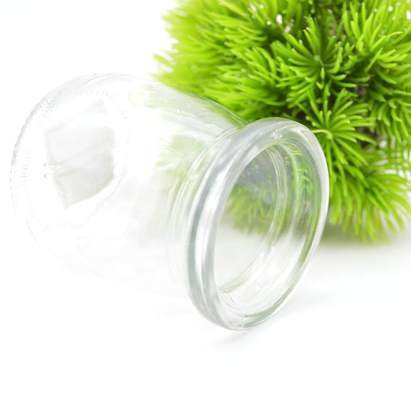Wholesale empty high quality small round transparent 120ml 200ml glass storage jar pudding jar yogurt pudding cup with lid