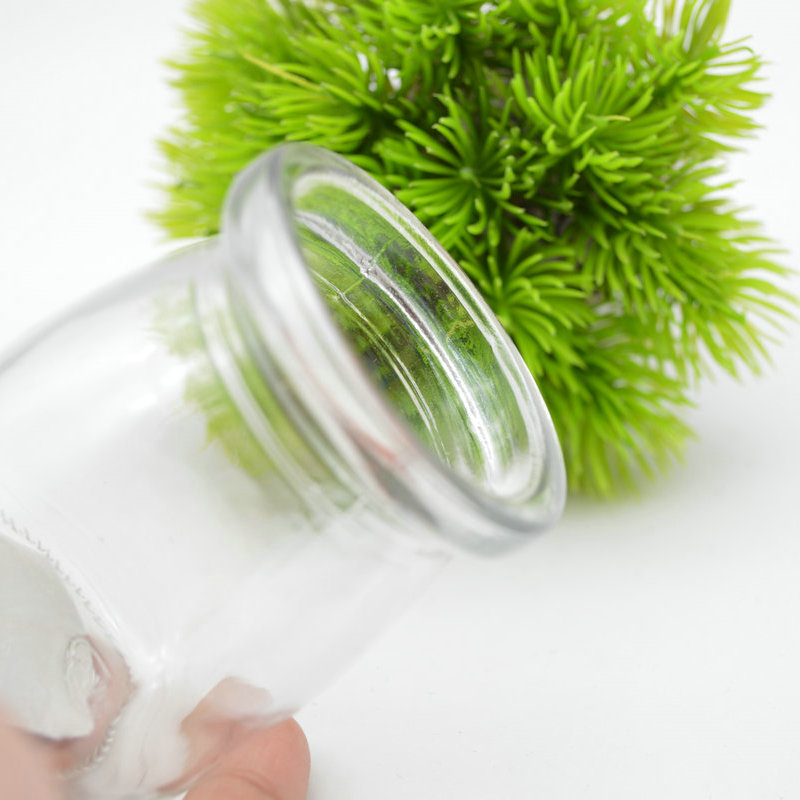 Wholesale empty high quality small round transparent 120ml 200ml glass storage jar pudding jar yogurt pudding cup with lid
