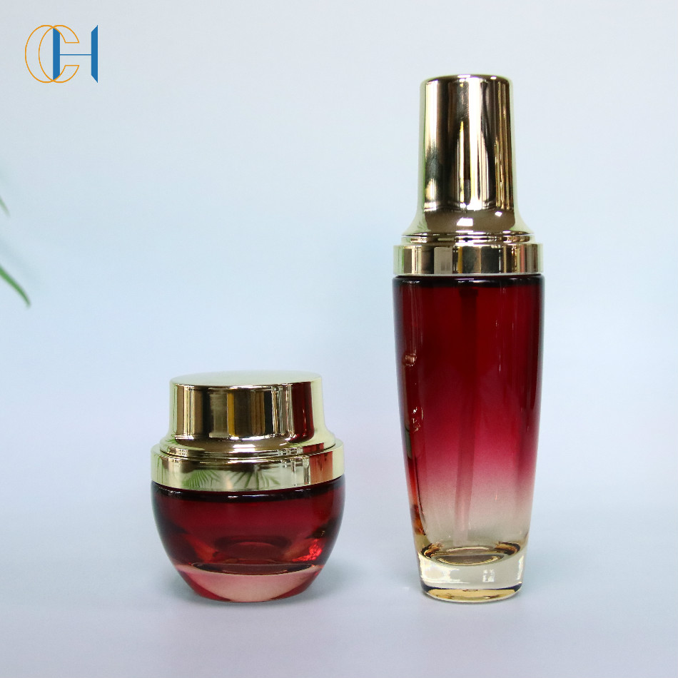 Wholesale  empty luxury cosmetic packaging 50ml 100mlacrylic mini jar  airless pump bottle