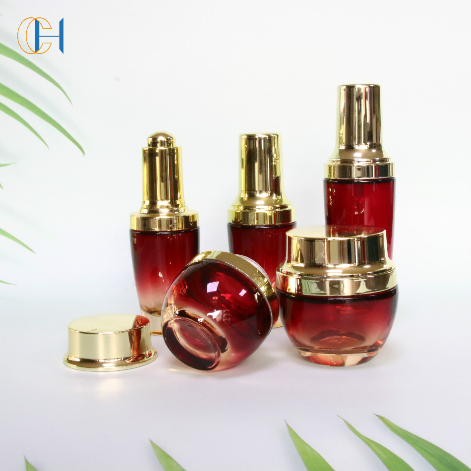 Wholesale empty luxury cosmetic packaging 50ml 100mlacrylic mini jar airless pump bottle