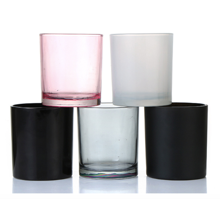 Wholesale empty luxury matte black frosted glass candle jar with lid
