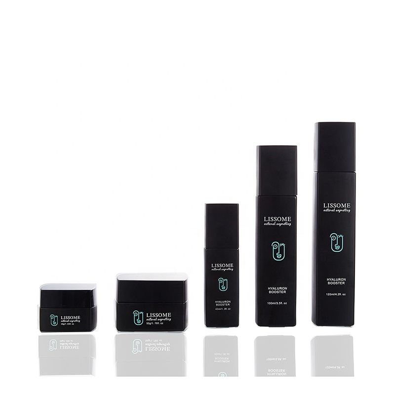 Wholesale empty new skin care 20g 50g 40ml 100ml 120ml lotion pump square luxury cosmetic matte black spray bottle