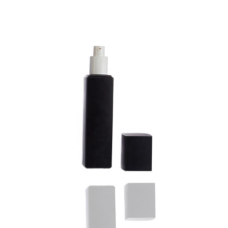 Wholesale empty new skin care 20g 50g 40ml 100ml 120ml lotion pump square luxury cosmetic matte black spray bottle