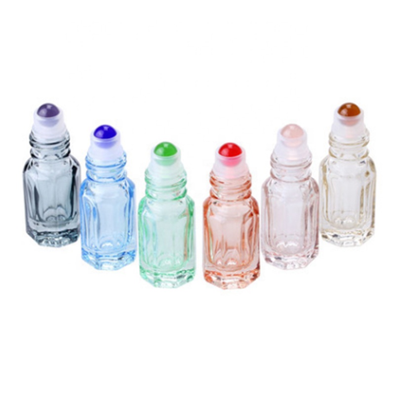 Wholesale empty perfume 3ml 6ml 12ml clear octagon attar glass essential oil roller bottles
