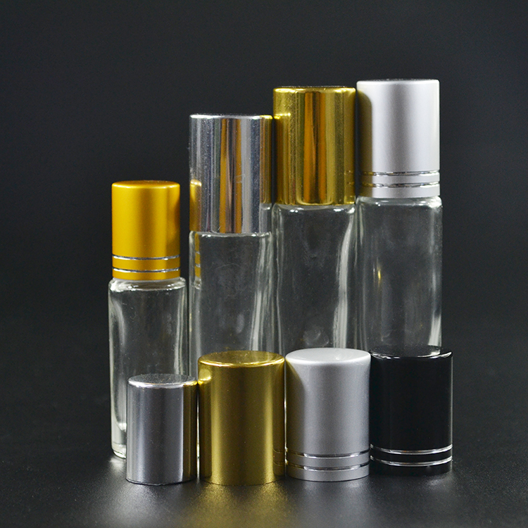 Wholesale empty perfume 4ml 6ml 8ml 10ml frost clear amber green blue glass roll on bottle with roller ball