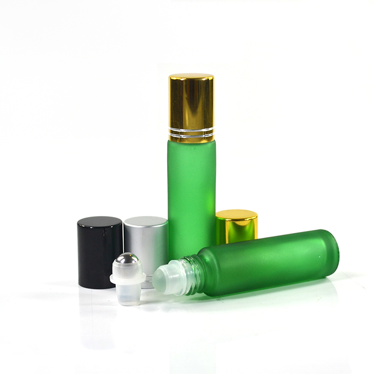 Wholesale empty perfume 4ml 6ml 8ml 10ml frost clear amber green blue glass roll on bottle with roller ball