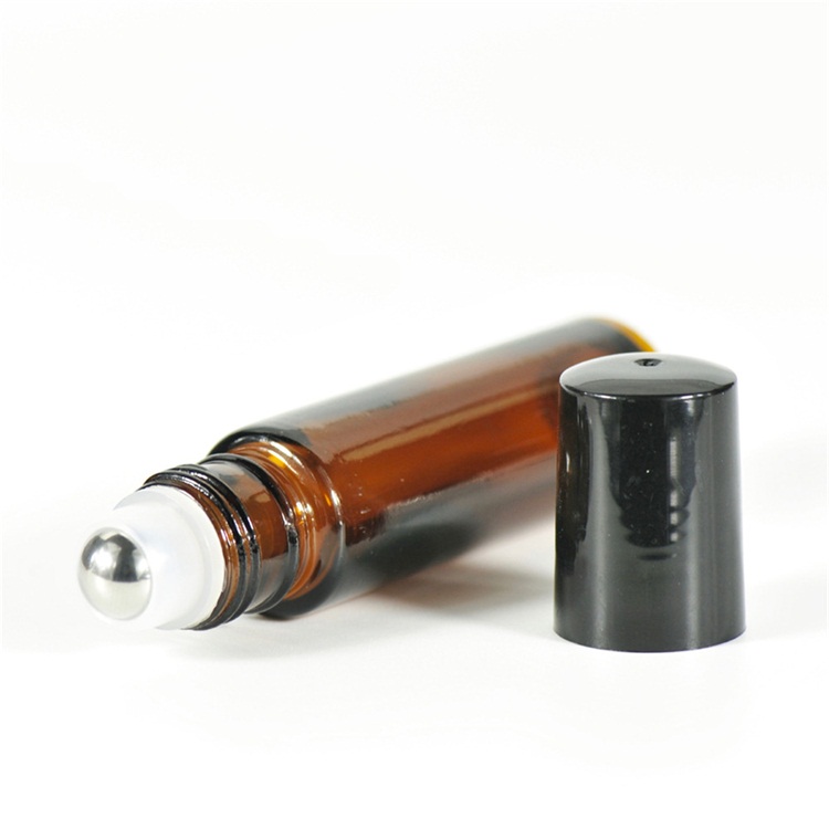 Wholesale empty roll on glass bottle essential oil 5ml 10ml roller bottle with plastic cap
