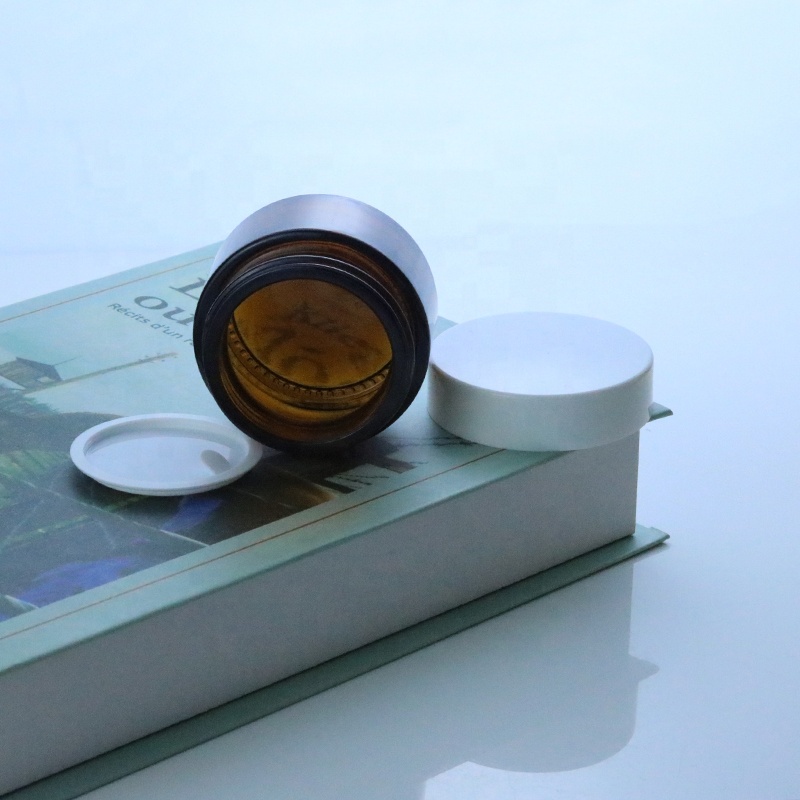 Wholesale empty round 5ml 10ml 15ml 20ml 30ml 50ml amber cream cosmetic glass jar for packaging (GJM14)