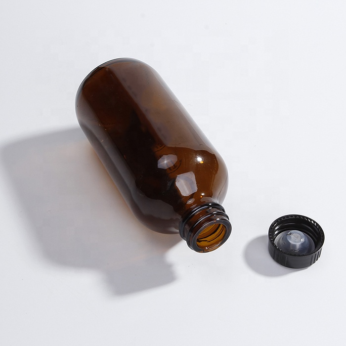 Wholesale empty round 8oz 250ml cold brew coffee packing amber glass bottle with screw cap