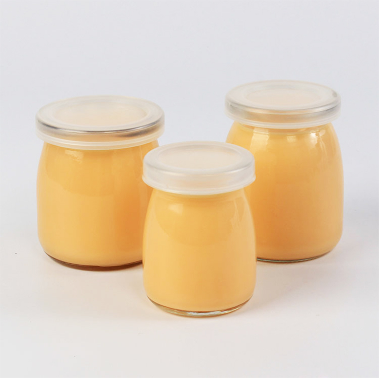 Wholesale empty round high quality transparent 100ml glass storage jar pot pudding yogurt cup with lid