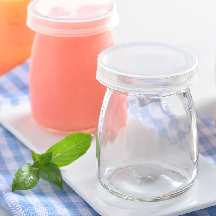 Wholesale empty round high quality transparent 100ml glass storage jar pot pudding yogurt cup with lid