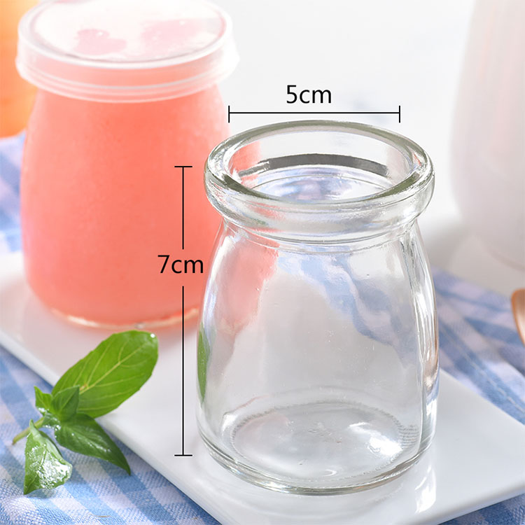 Wholesale empty round high quality transparent 100ml glass storage jar pot pudding yogurt cup with lid