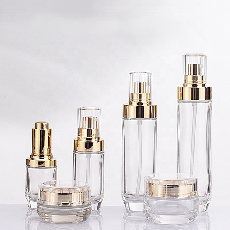 Wholesale empty skincare set bottles cosmetic packaging gold luxury cosmetic packaging set