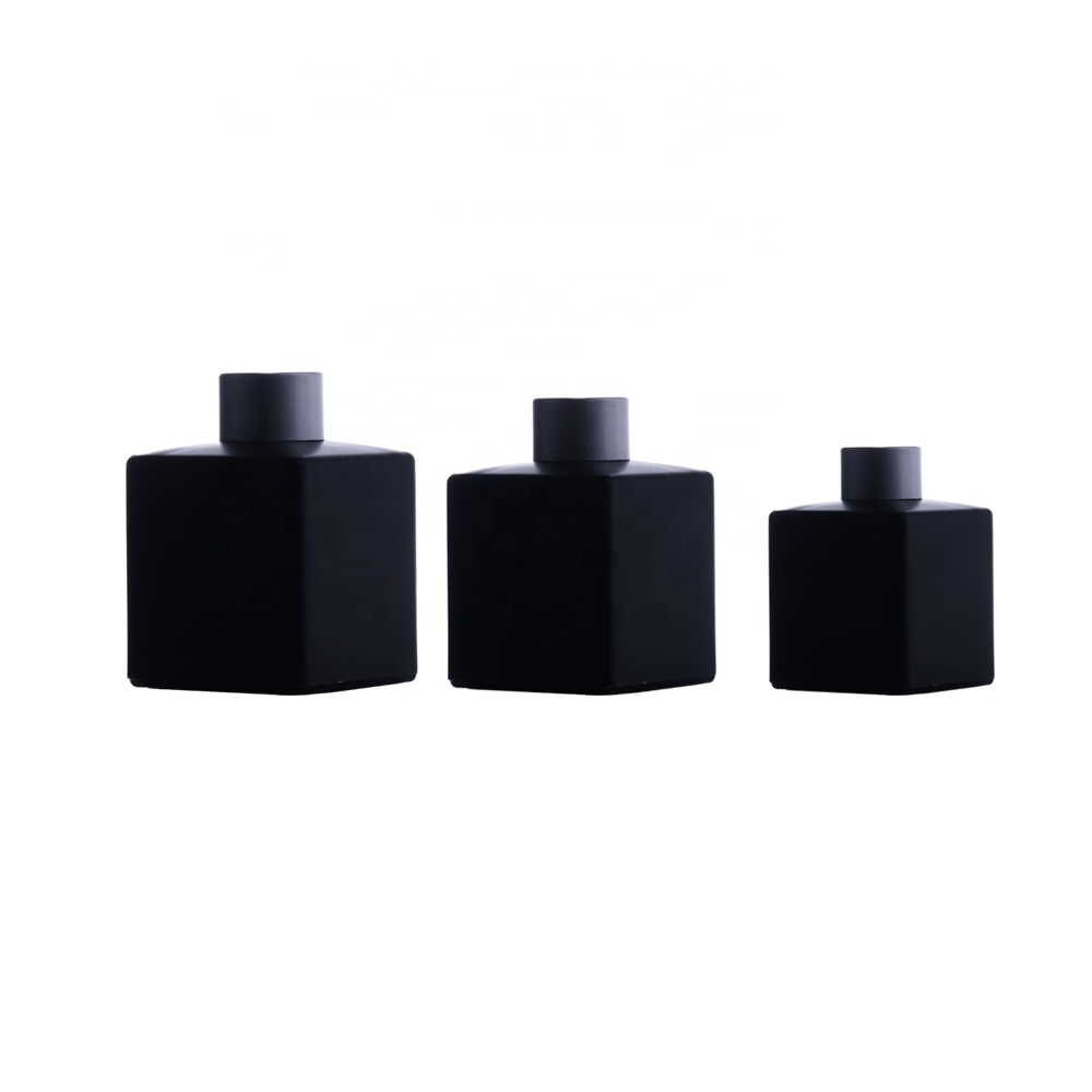 Wholesale empty square aroma color bottles 100ml black matte 50ml 100ml glass aroma bottle aroma reed diffuser bottle