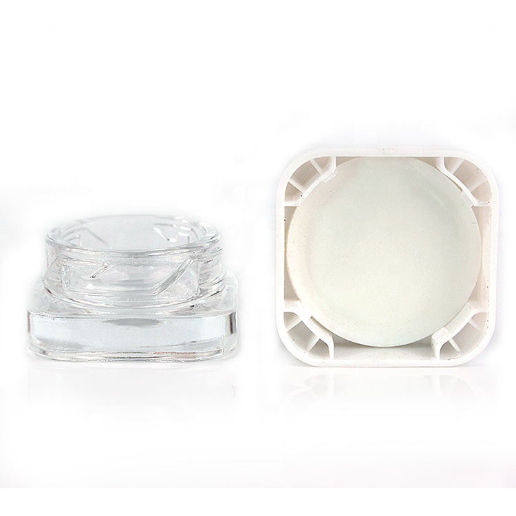 Wholesale empty square clear 5ml 5g glass face eye cream cosmetic jar with white lid